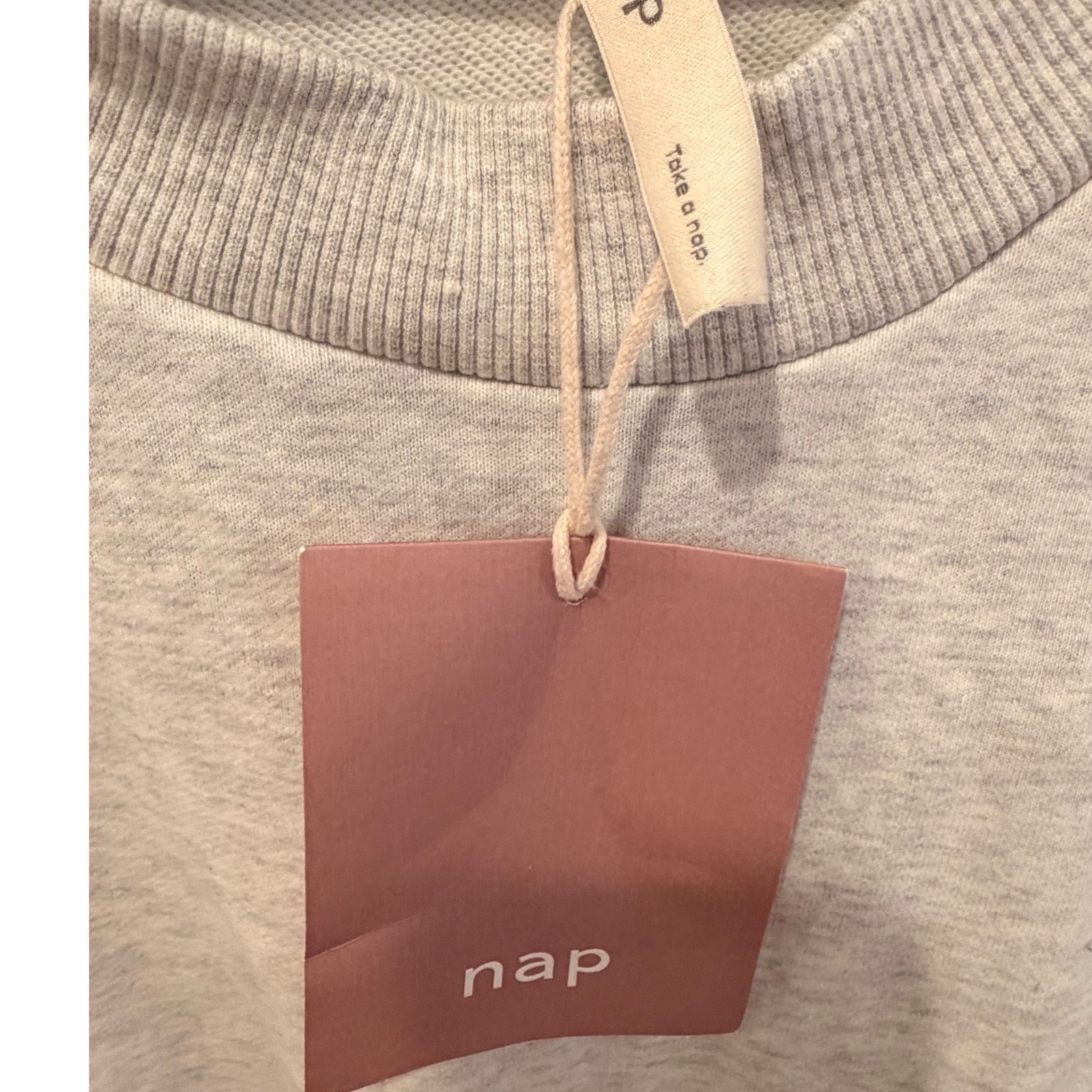 Nap Loungewear Women Gray Heathered Mock Neck Pocket Sweatshirt 21r10tp109 Small — image 2 of 8